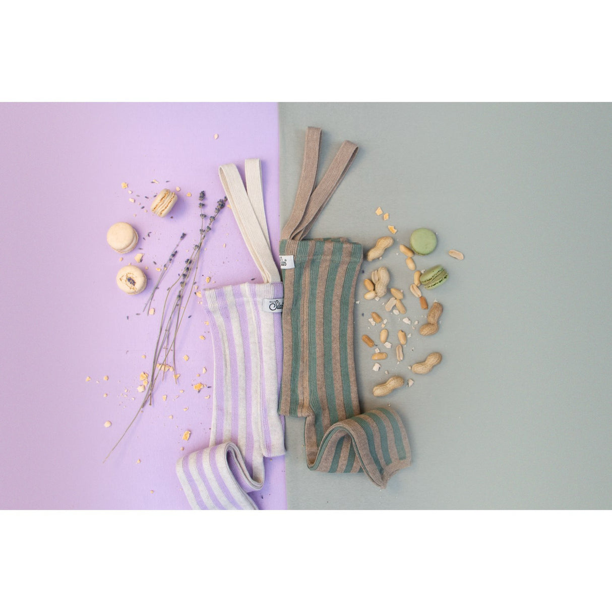 Silly Silas Lavender X Cream Striped Footless Strømpebukser Special Edition