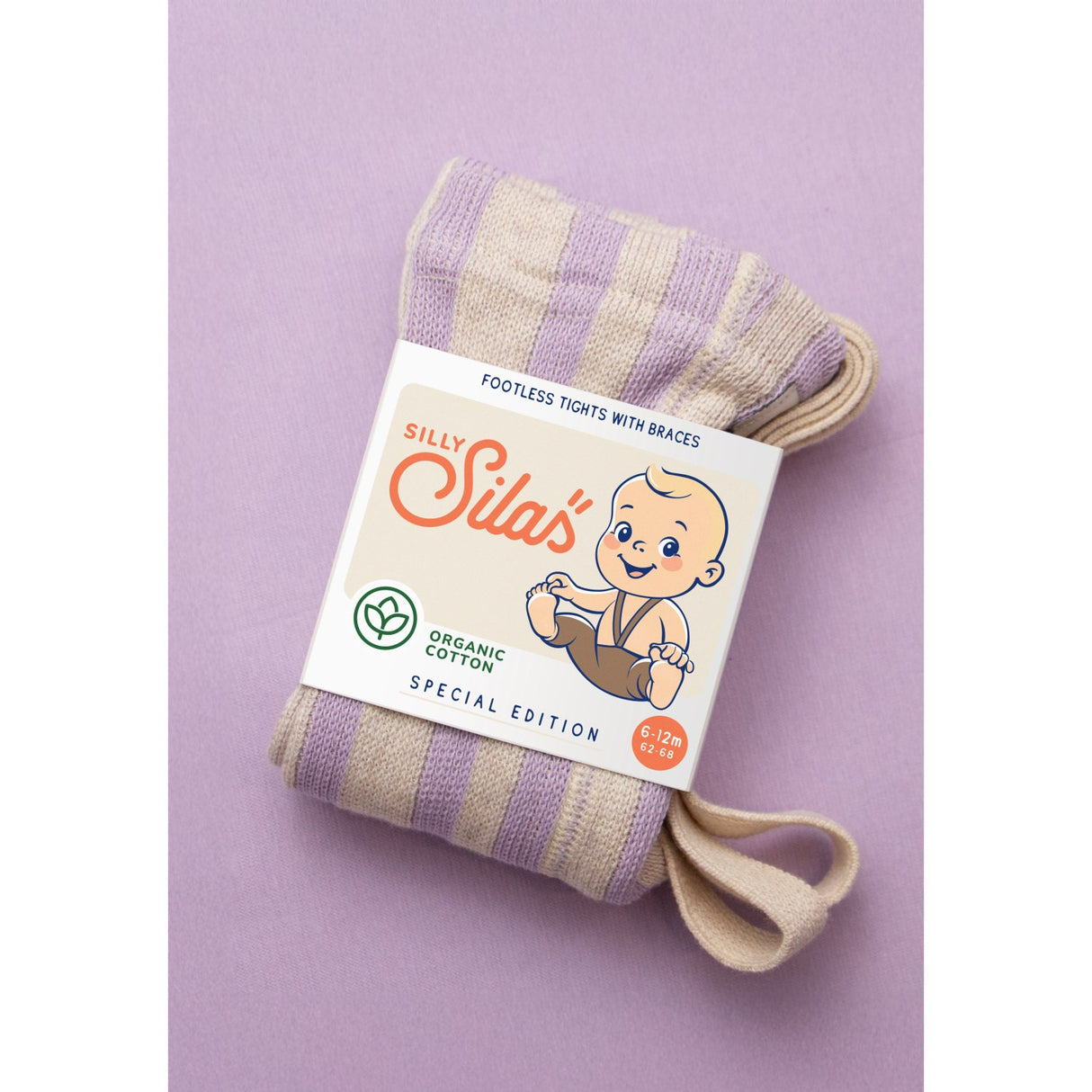 Silly Silas Lavender X Cream Striped Footless Strømpebukser Special Edition