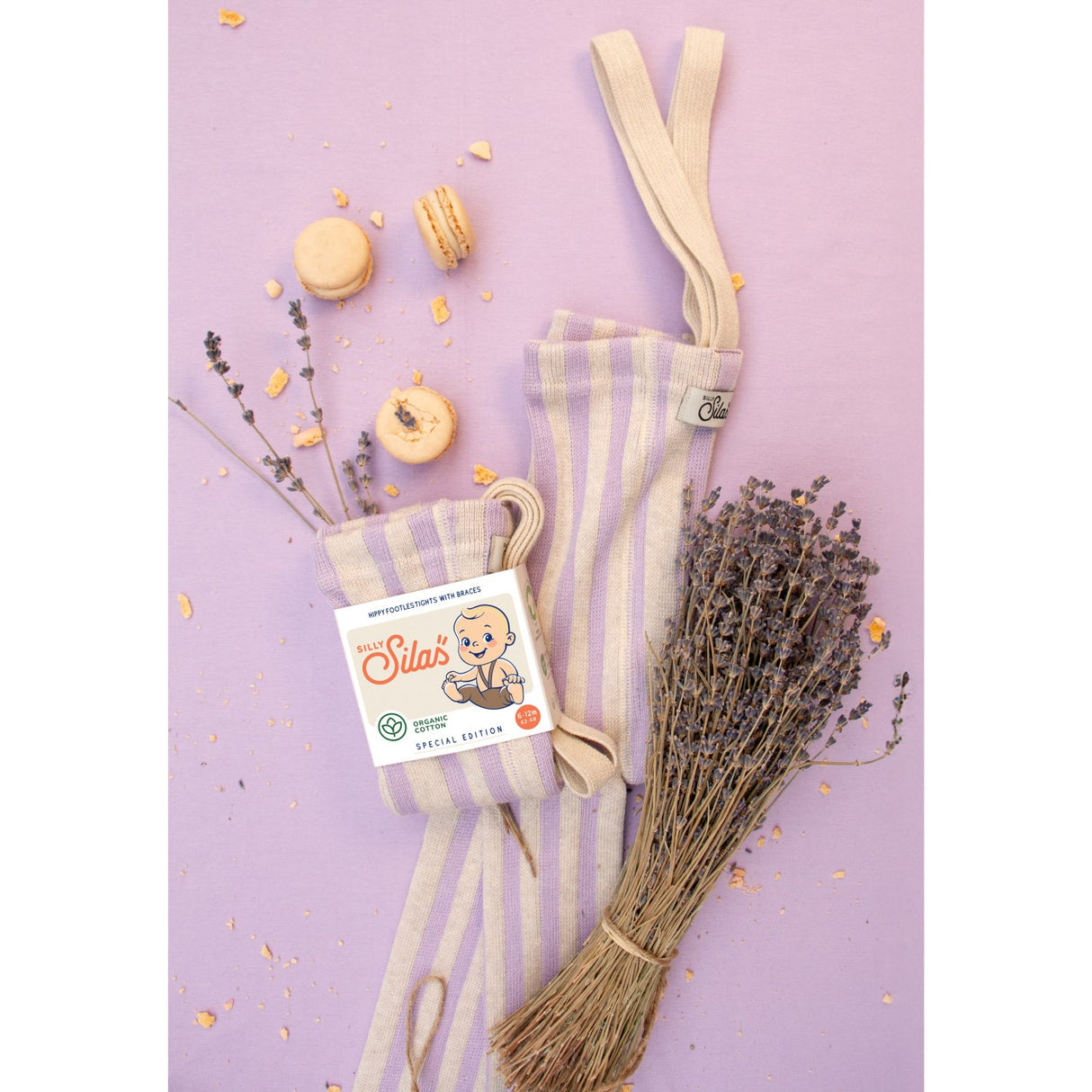Silly Silas Lavender X Cream Striped Footless Strømpebukser Special Edition