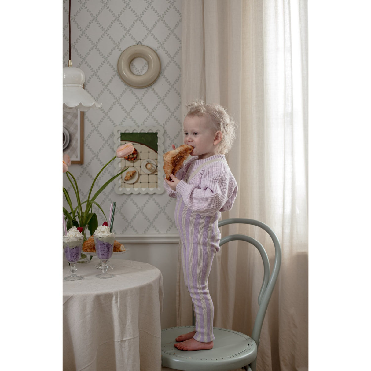 Silly Silas Lavender X Cream Striped Footless Strømpebukser Special Edition