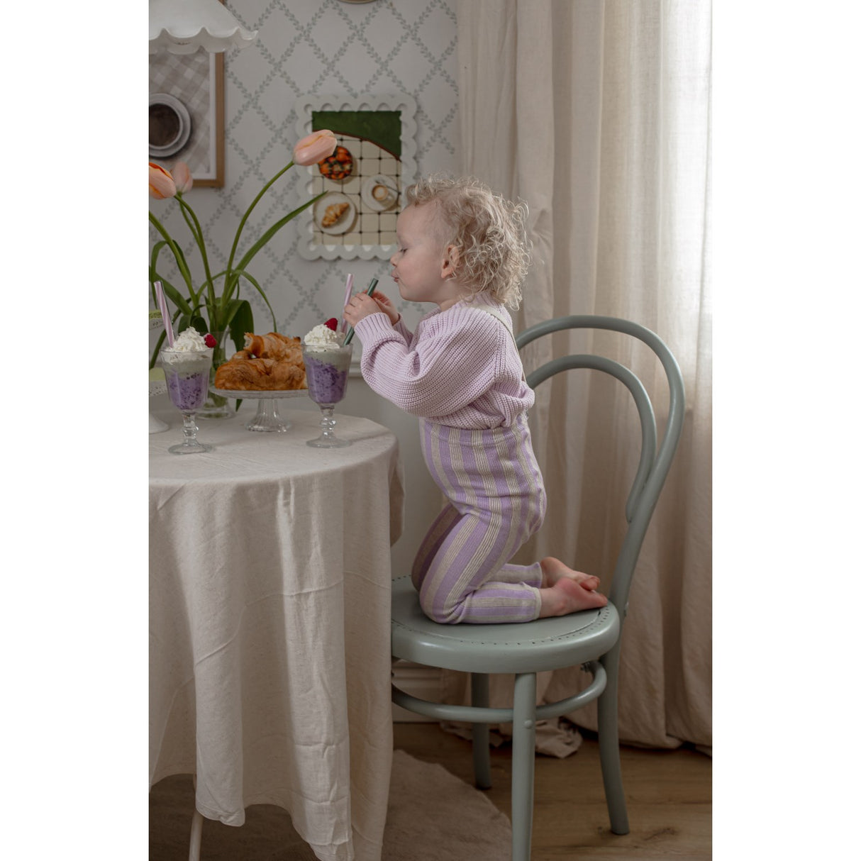 Silly Silas Lavender X Cream Striped Footless Strømpebukser Special Edition