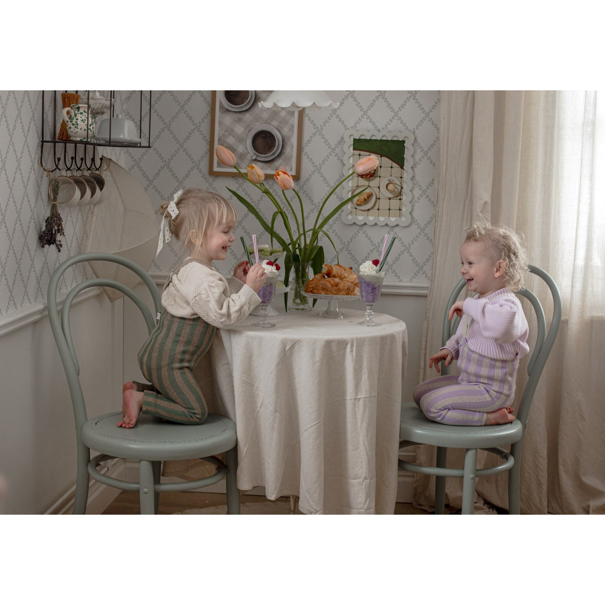 Silly Silas Lavender X Cream Striped Footless Strømpebukser Special Edition