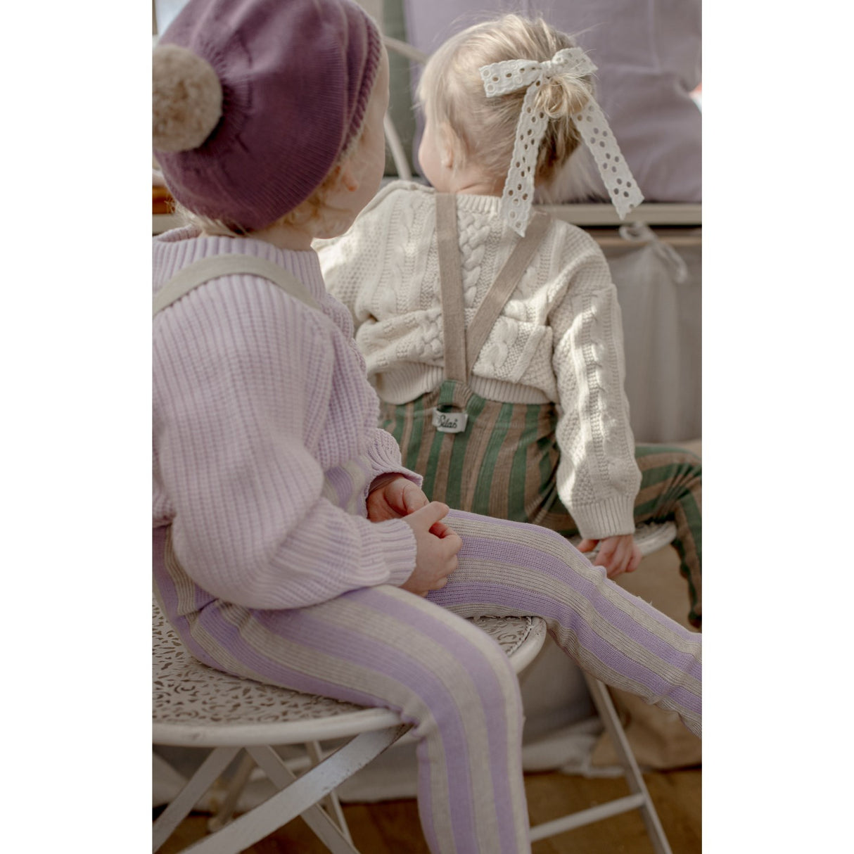 Silly Silas Lavender X Cream Striped Footless Strømpebukser Special Edition