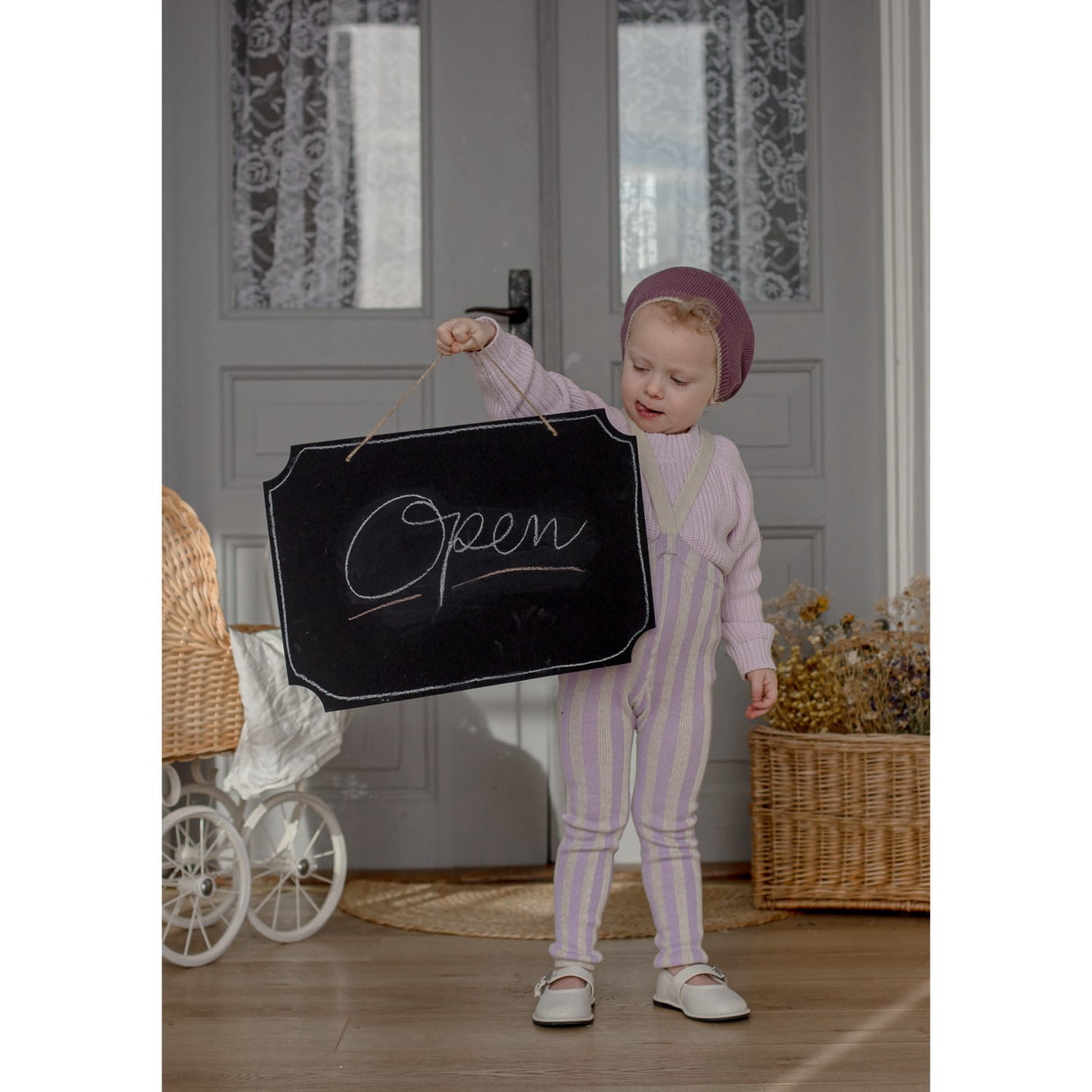 Silly Silas Lavender X Cream Striped Footless Strømpebukser Special Edition