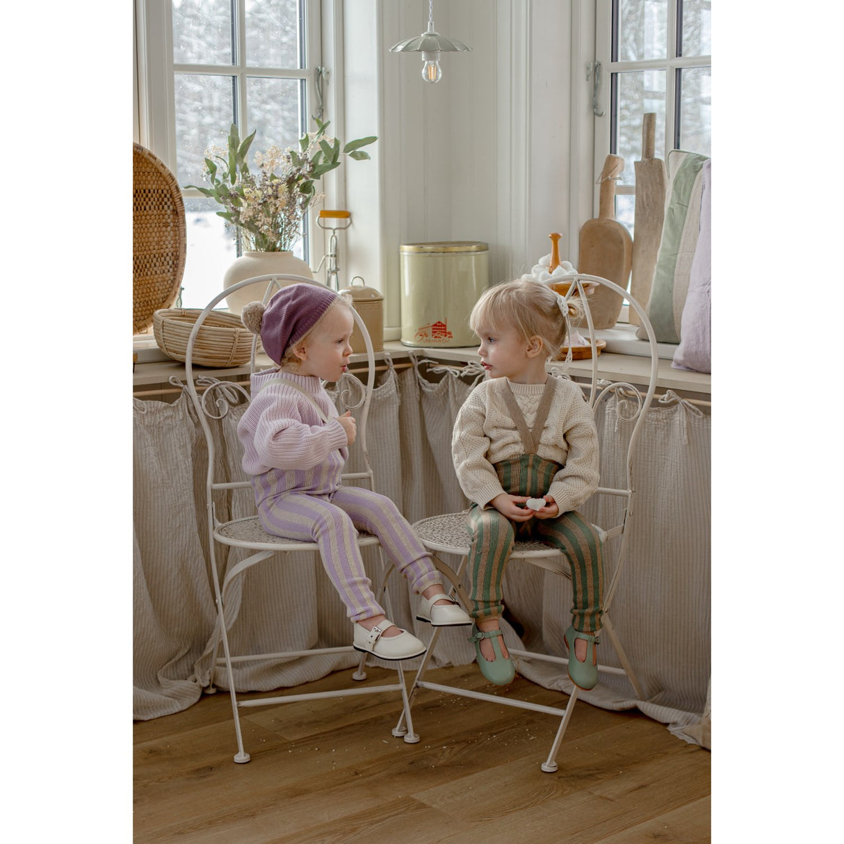 Silly Silas Lavender X Cream Striped Footless Strømpebukser Special Edition