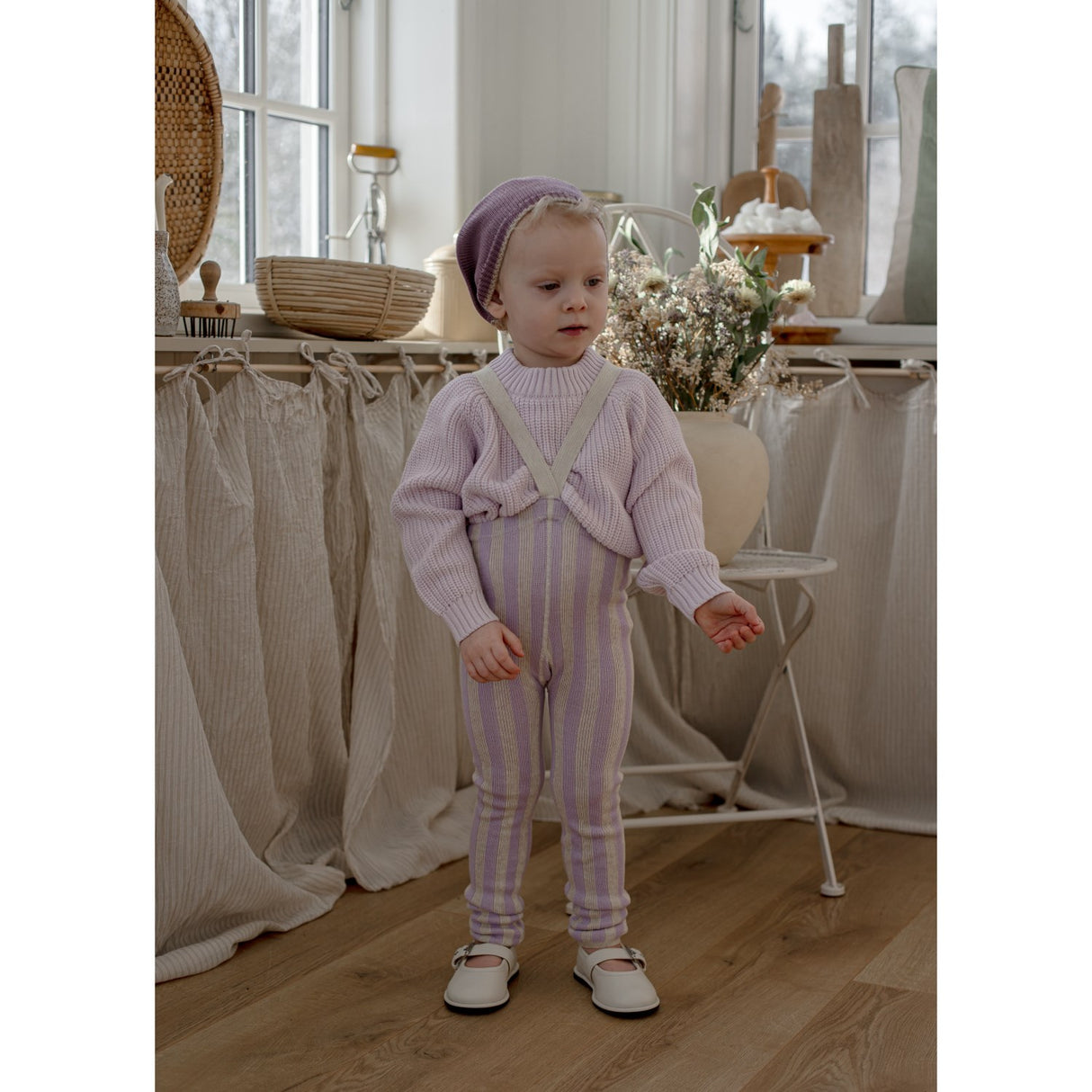 Silly Silas Lavender X Cream Striped Footless Strømpebukser Special Edition