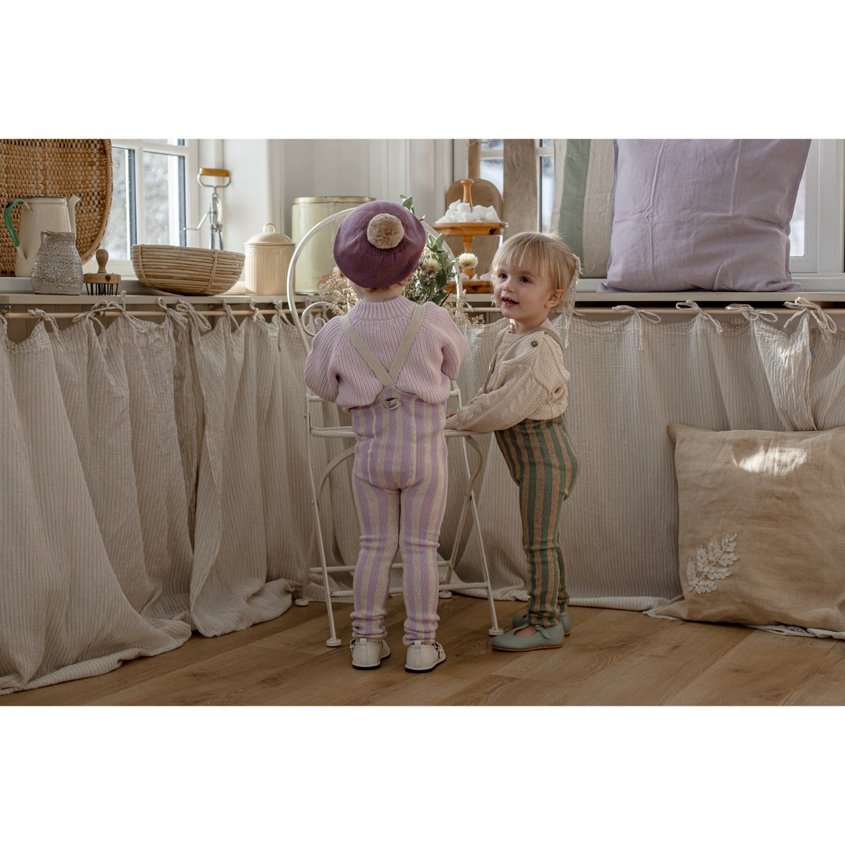 Silly Silas Lavender X Cream Striped Footless Strømpebukser Special Edition