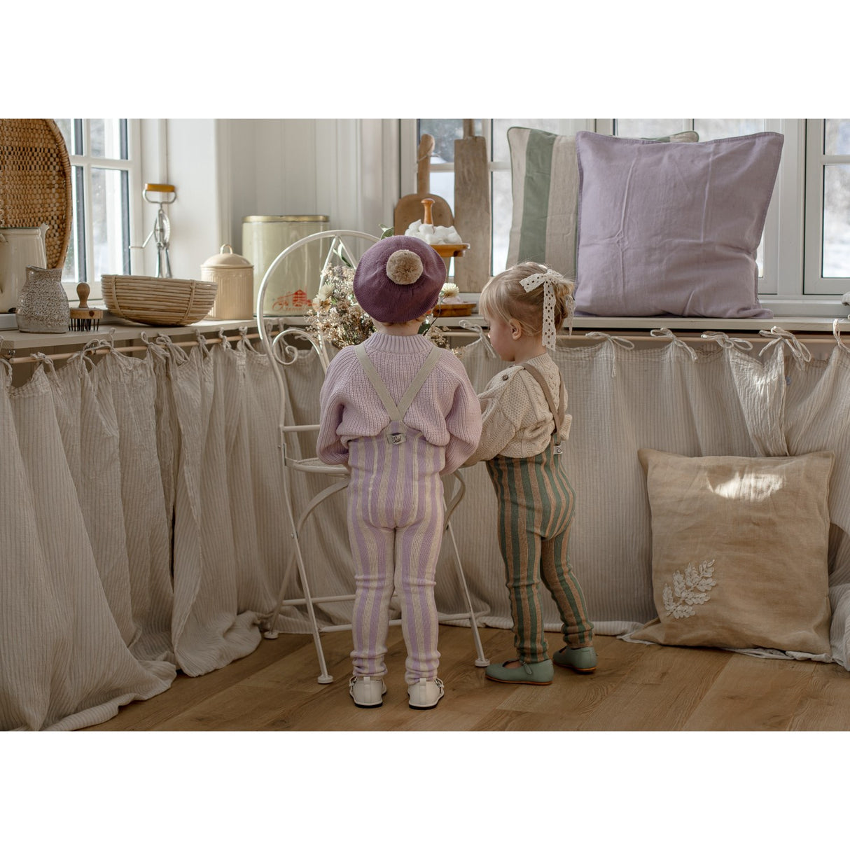 Silly Silas Lavender X Cream Striped Footless Strømpebukser Special Edition