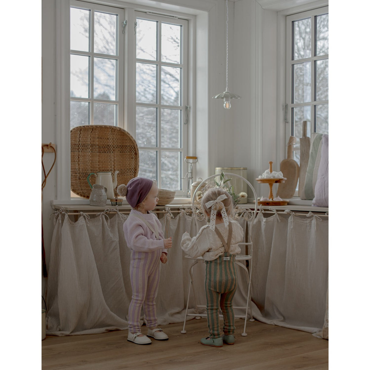 Silly Silas Lavender X Cream Striped Footless Strømpebukser Special Edition