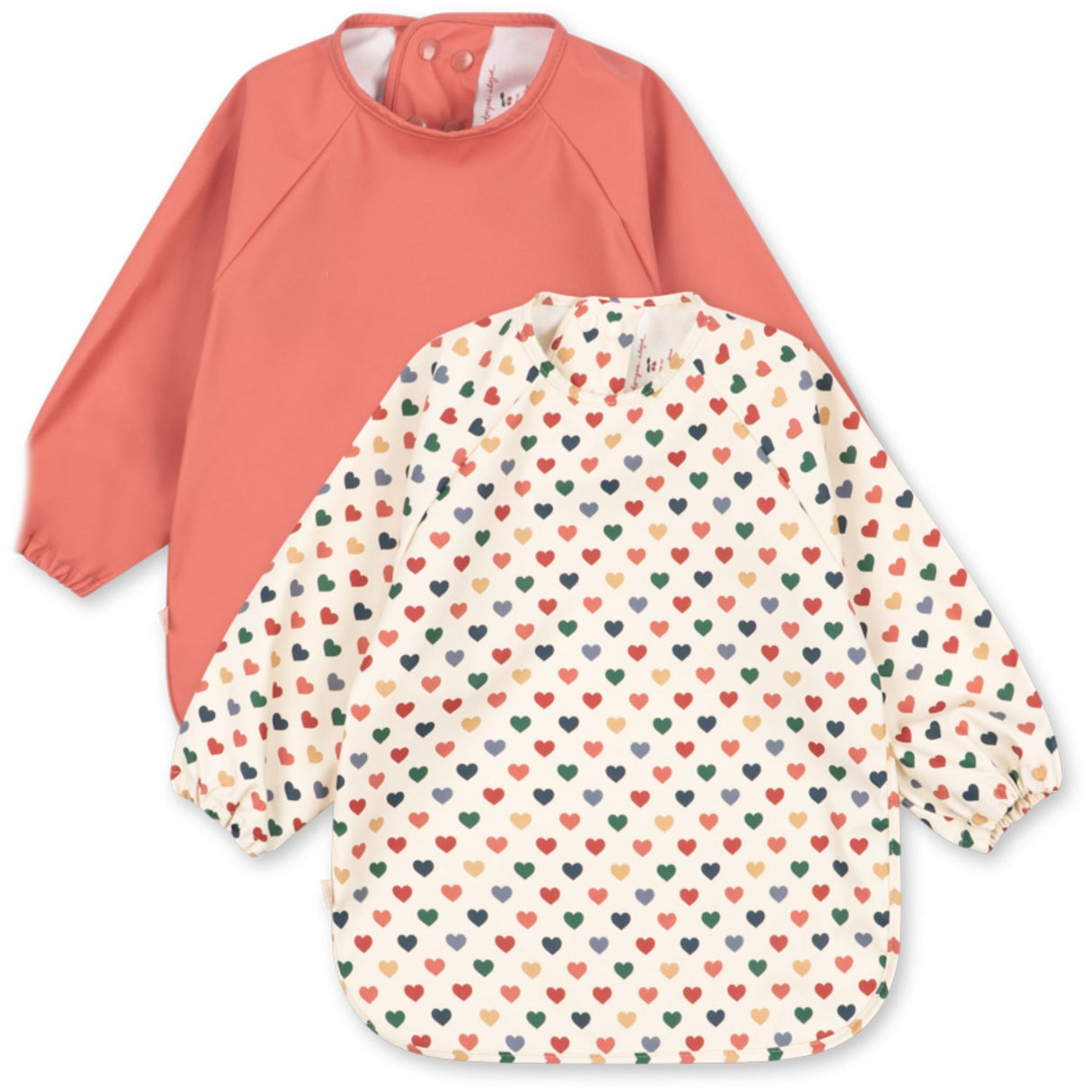 Konges Sløjd Coeur Colore/Faded Rose 2 Pak Dinner Hagesmæk Med Ærmer