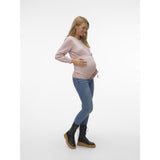 Mama;licious Misty Rose Melange Mlnewanne L/S Strik Top A.