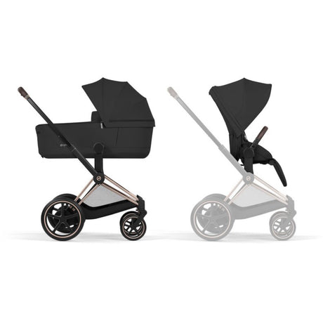 Cybex Sepia Black/Black Epriam Comfort Rosegold Inklusiv Foldbar Liggedel