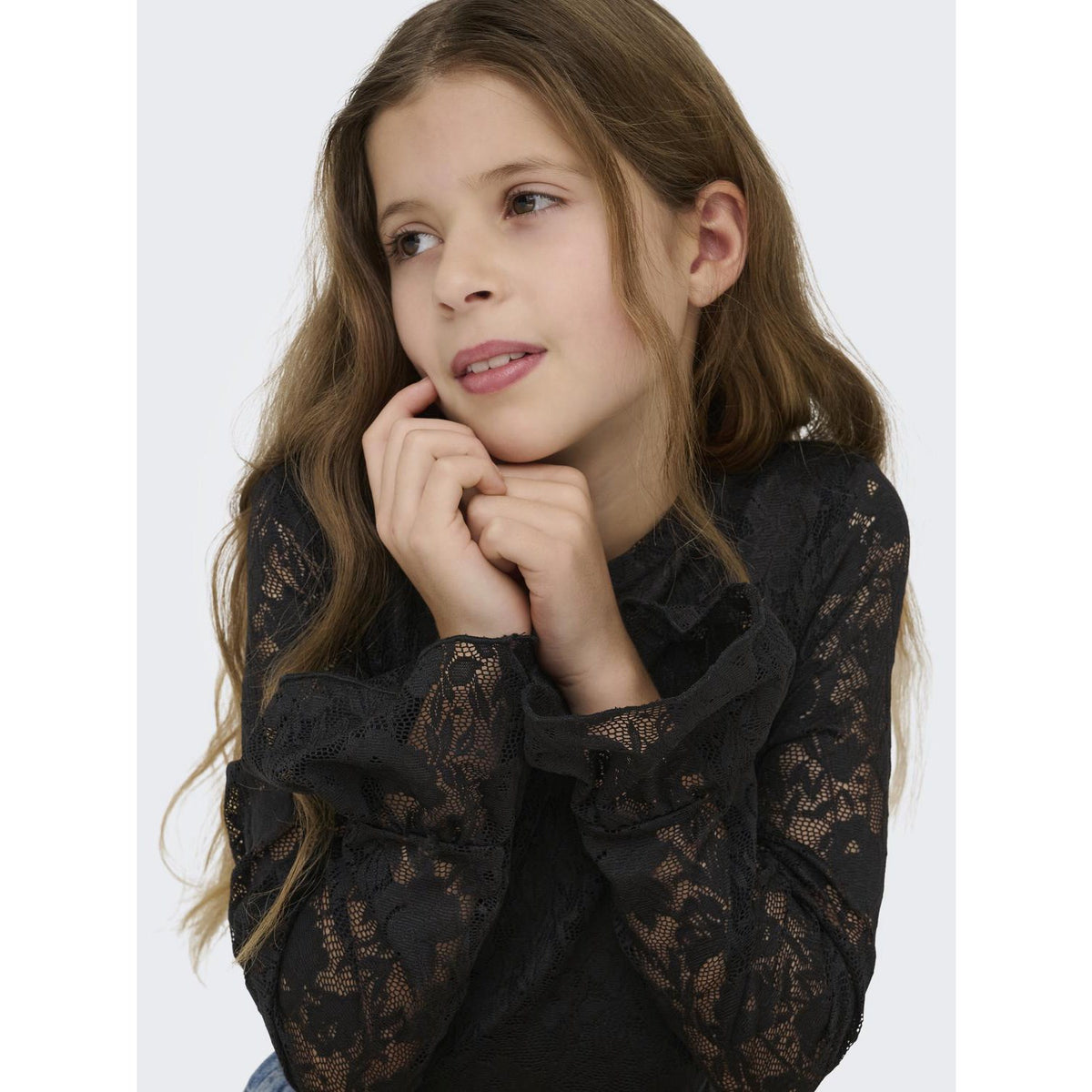 kids ONLY Black Kogtoos L/S Lace Top Jrs