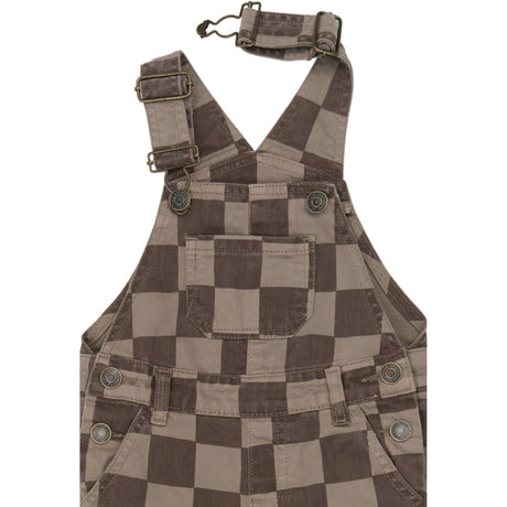 THE NEW Siblings Taupe Gray Check Tn Tnstvondell Denim Dungarees