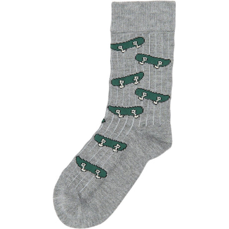 minipop® Light Grey Melange Mats Bambus Strømpe