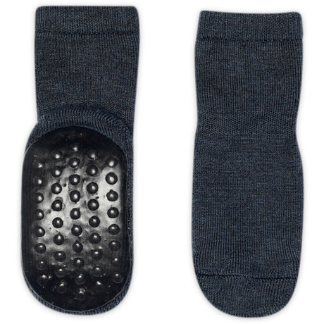 Gobabygo Dark Denim Melange Uld Strømper Anti-Slip