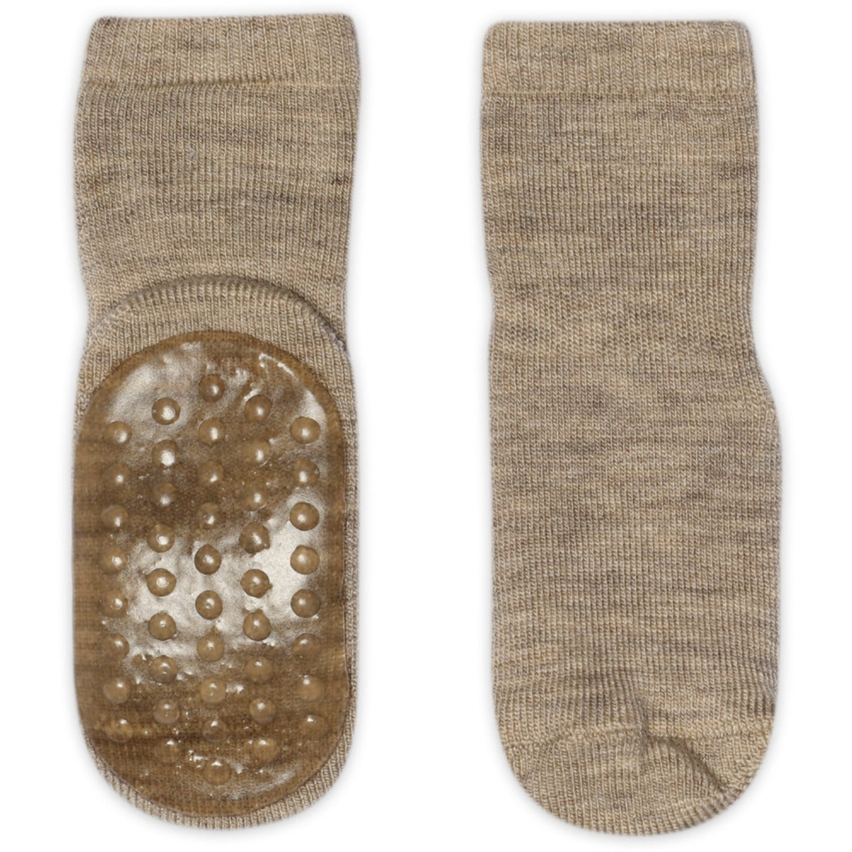 Gobabygo Light Brown Melange Uld Strømper Anti-Slip