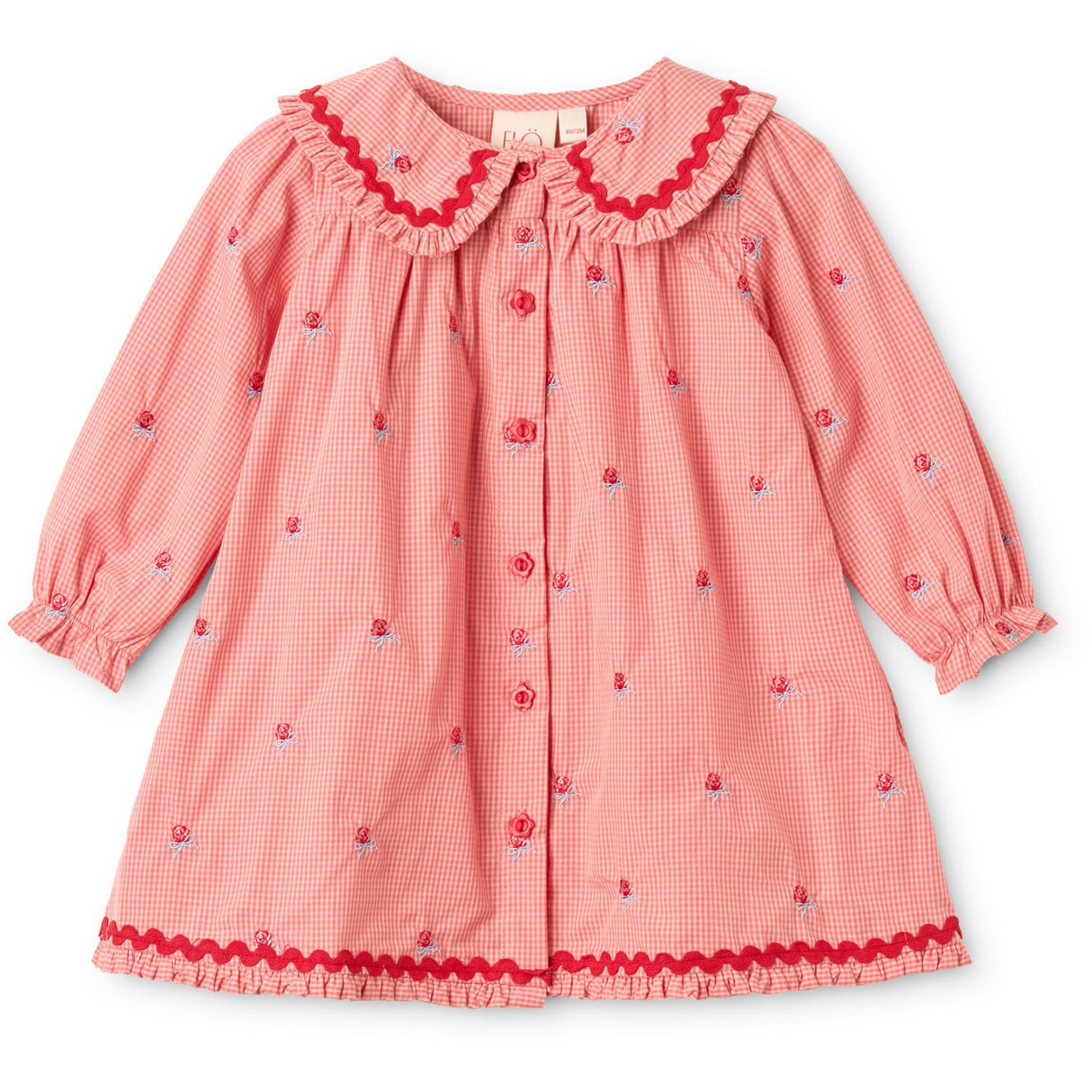 Flöss Pink Rose Gingham Sonja Kjole
