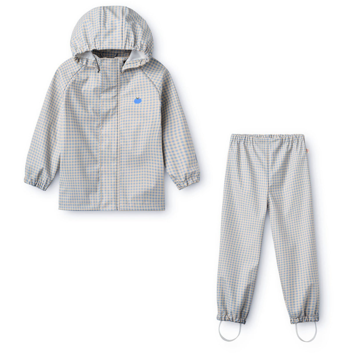 Flöss Light Blue Gingham Dew Regntøj Sæt