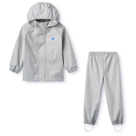 Flöss Light Blue Gingham Dew Regntøj Sæt
