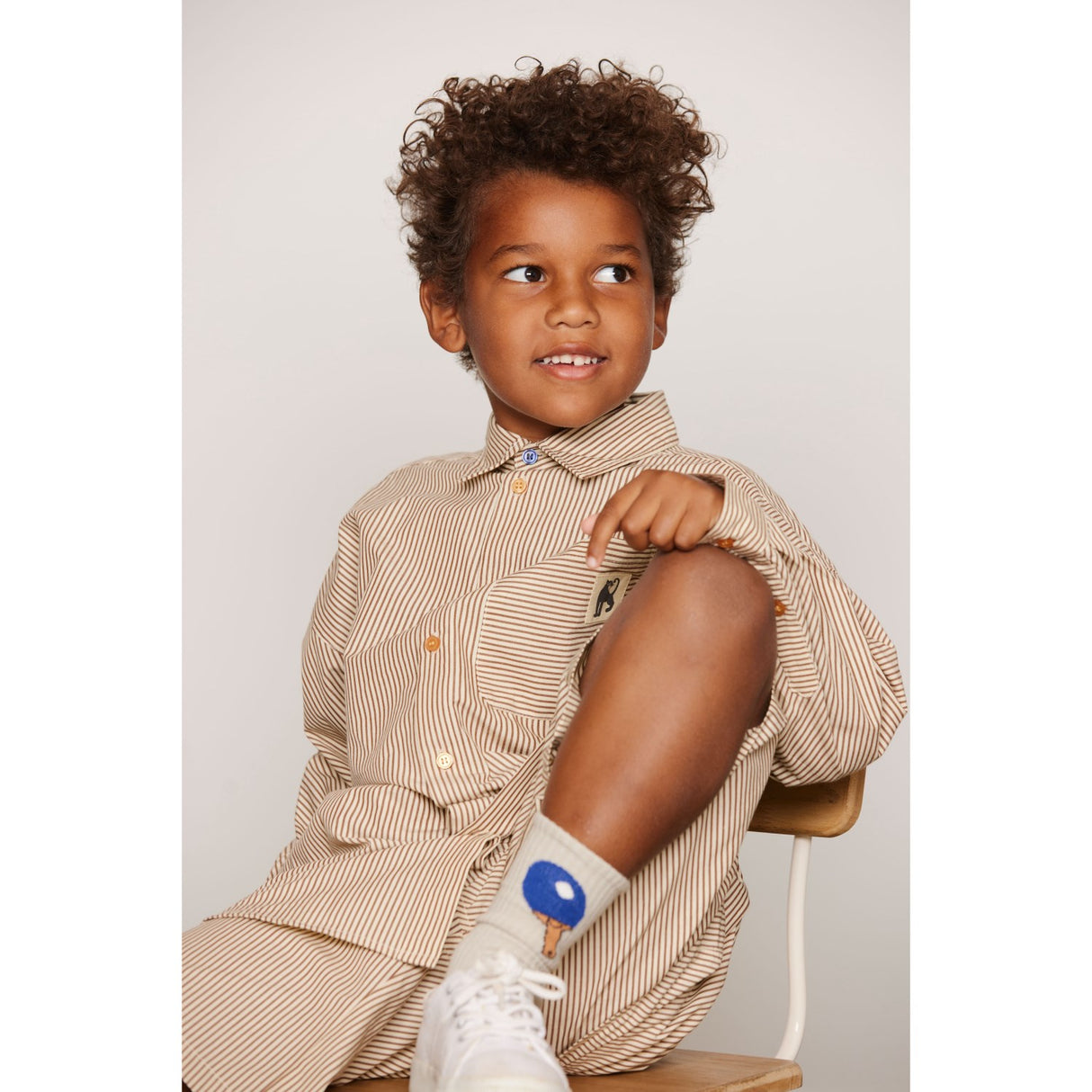 Mini Rodini Brown Poplin Yd Ls Skjorte