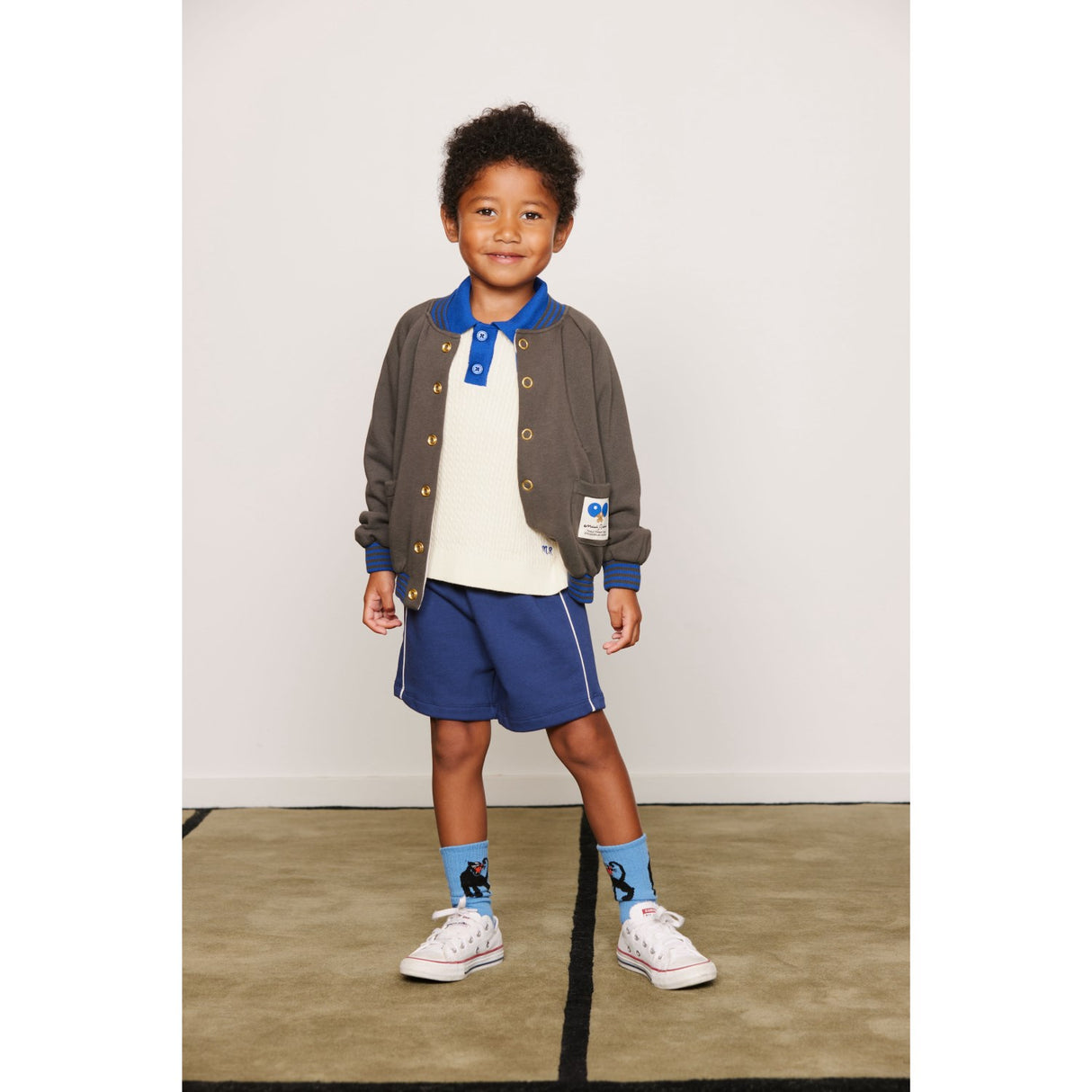 Mini Rodini Off-White Cable Strik Polo Skjorte