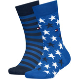 Tommy Hilfiger Bright Blue Kids Strømper 2-Pak Stars Og Stripes