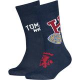 Tommy Hilfiger Navy Kids Strømper 2-Pak College Patch