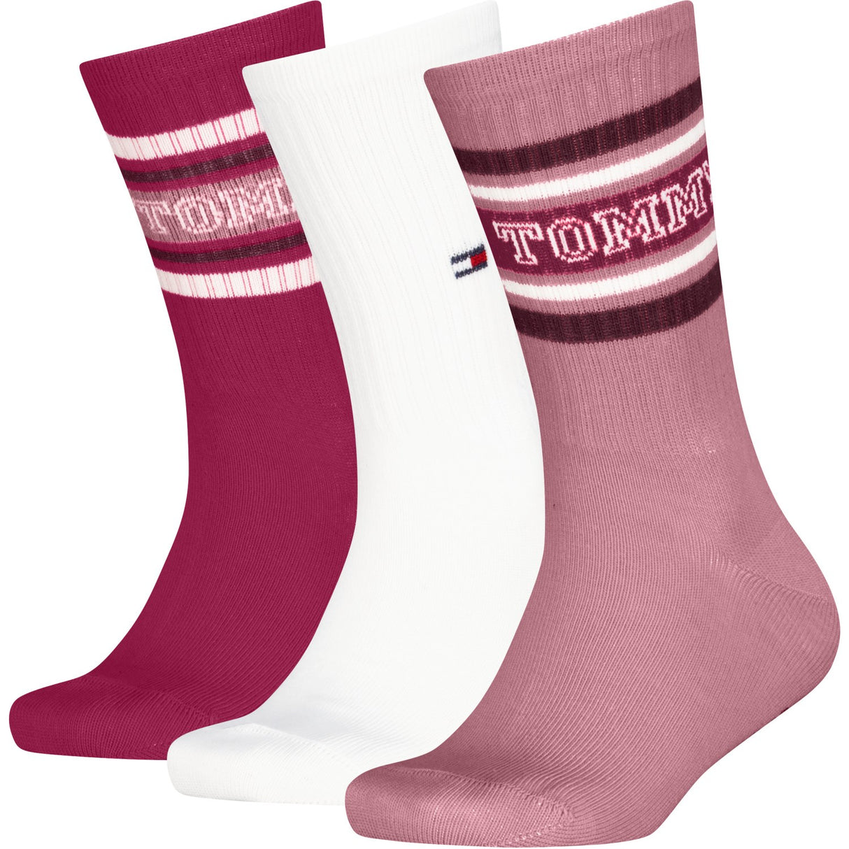 Tommy Hilfiger Pink Kids Strømper 3-Pak Varsity Tommy