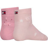 Tommy Hilfiger Light Pink Baby Strømper 2-Pak Letters