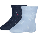 Tommy Hilfiger Light Blue Baby Strømper 2-Pak Letters