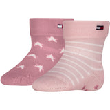 Tommy Hilfiger Light Pink Baby Strømper 2-Pak Fold Over Abs