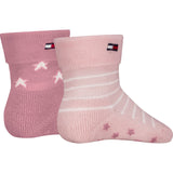 Tommy Hilfiger Light Pink Baby Strømper 2-Pak Fold Over Abs