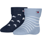 Tommy Hilfiger Light Blue Baby Strømper 2-Pak Fold Over Abs