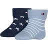 Tommy Hilfiger Light Blue Baby Strømper 2-Pak Fold Over Abs