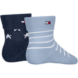 Tommy Hilfiger Light Blue Baby Strømper 2-Pak Fold Over Abs