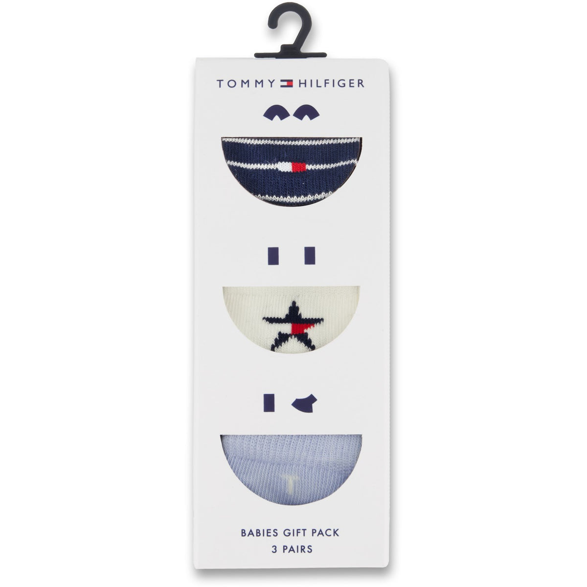 Tommy Hilfiger Light Blue Baby Strømper 3-Pak Giftbox Stars & Stripes