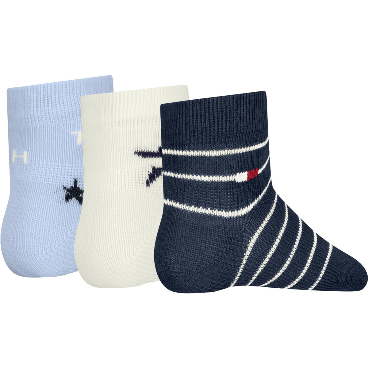Tommy Hilfiger Light Blue Baby Strømper 3-Pak Giftbox Stars & Stripes