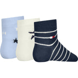 Tommy Hilfiger Light Blue Baby Strømper 3-Pak Giftbox Stars & Stripes