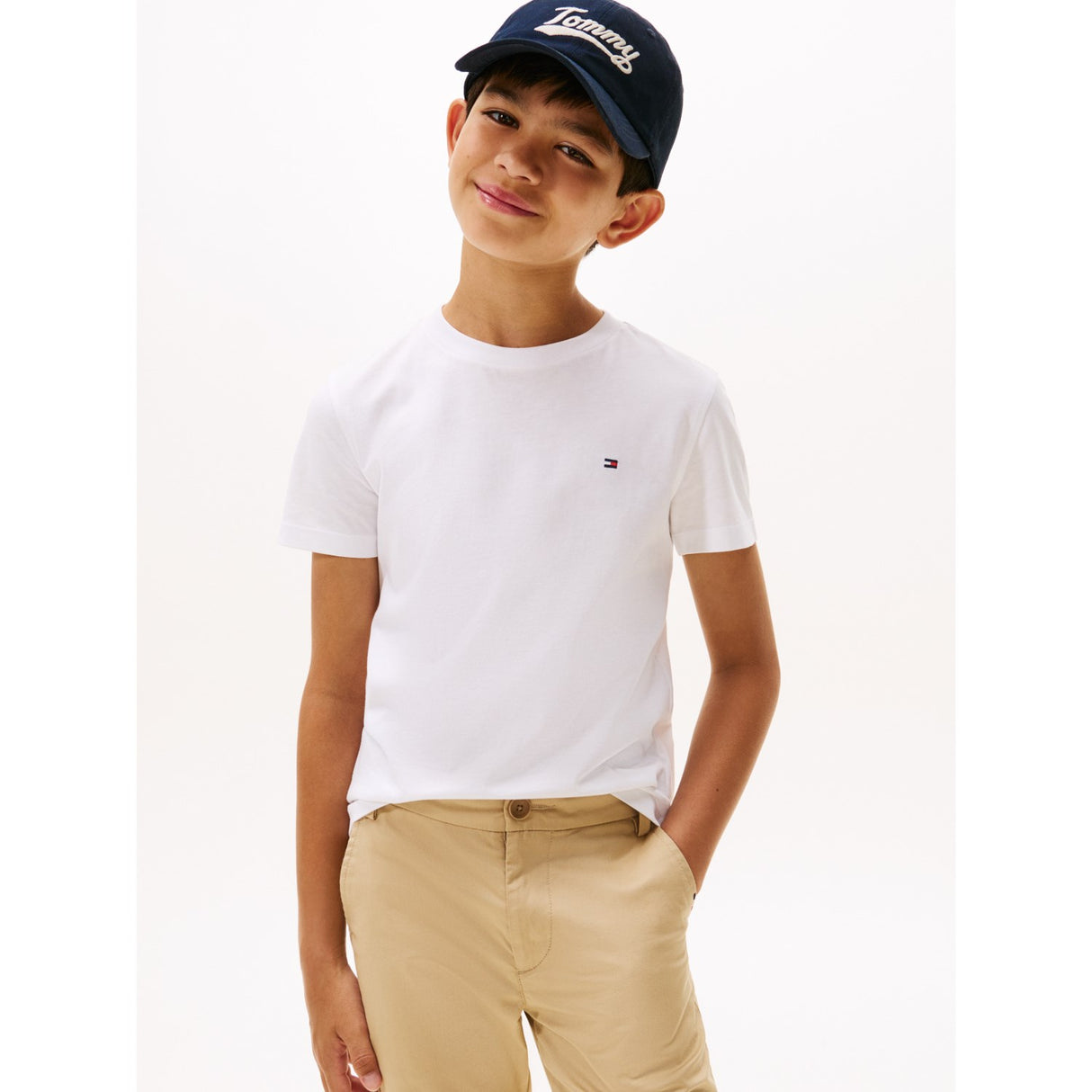 Tommy Hilfiger White Essential Bomuld Reg Fit Tee Ss