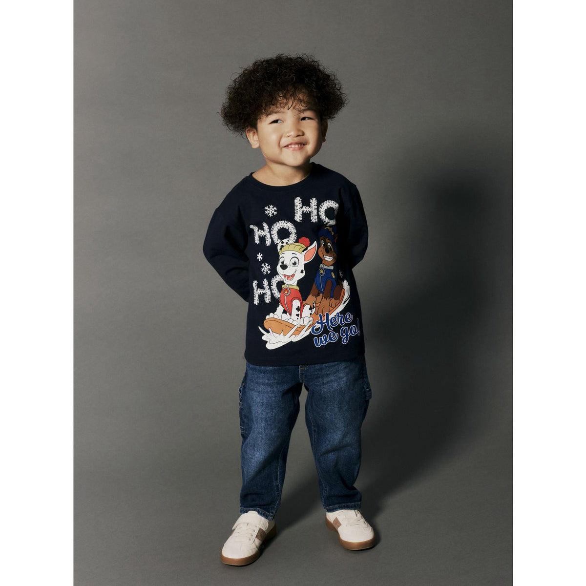 Name It Navy Blazer Nmmsanti Paw Ls Nreg Top Cplg