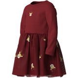 Name It Red Dahlia Reindeer Nmfveross Ls Tyl Kjole