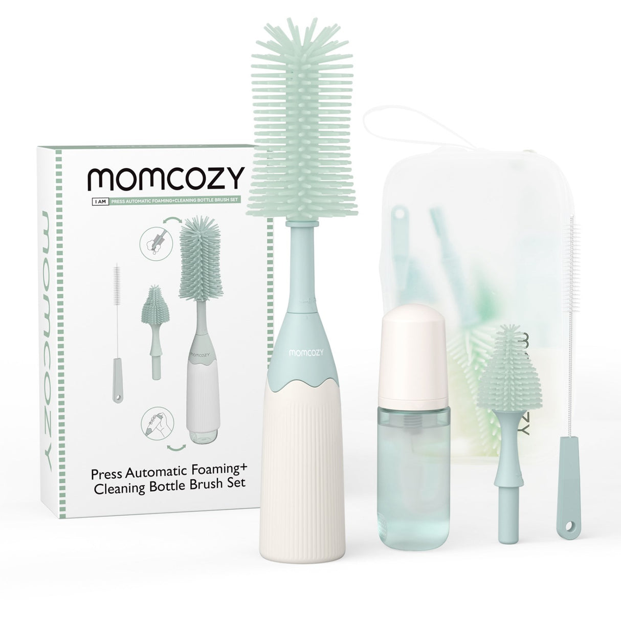 Momcozy Green Push-Press Design Flaske Børste Kit