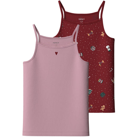 Name It Red Dahlia Nkfvismas 2-Pak Strop Top Giftpack