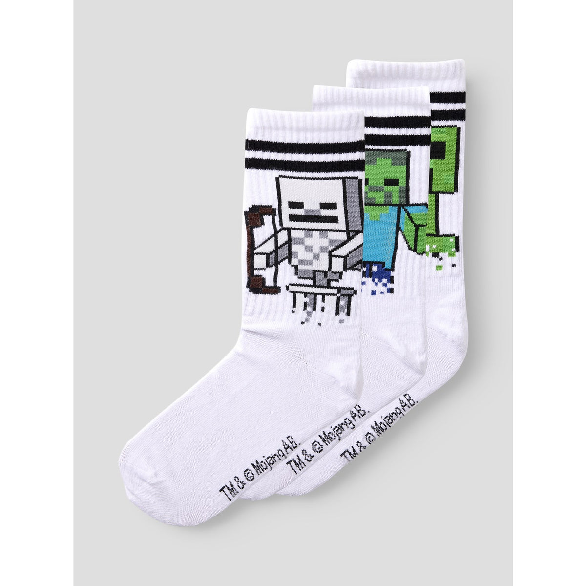 Name It Bright White Nkmnihat Minecraft 3-Pak Strømper Bfu
