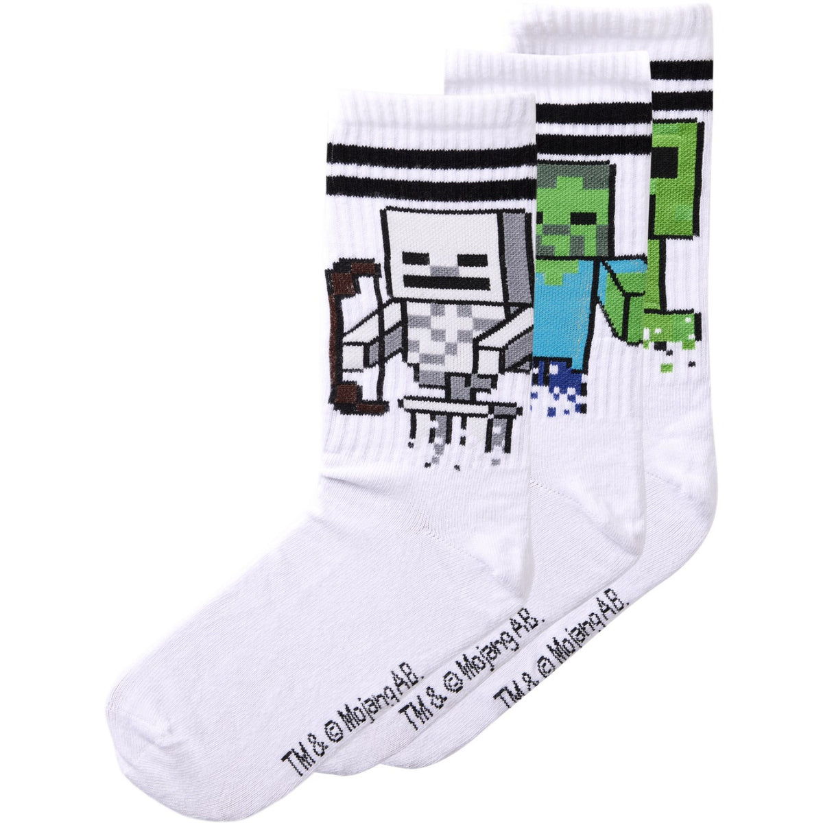 Name It Bright White Nkmnihat Minecraft 3-Pak Strømper Bfu
