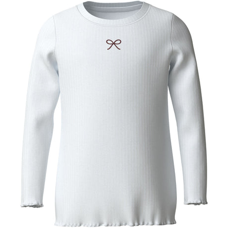 Name It Bright White Bow Embroidery Nkfvemma Glitter Ls Slim Top
