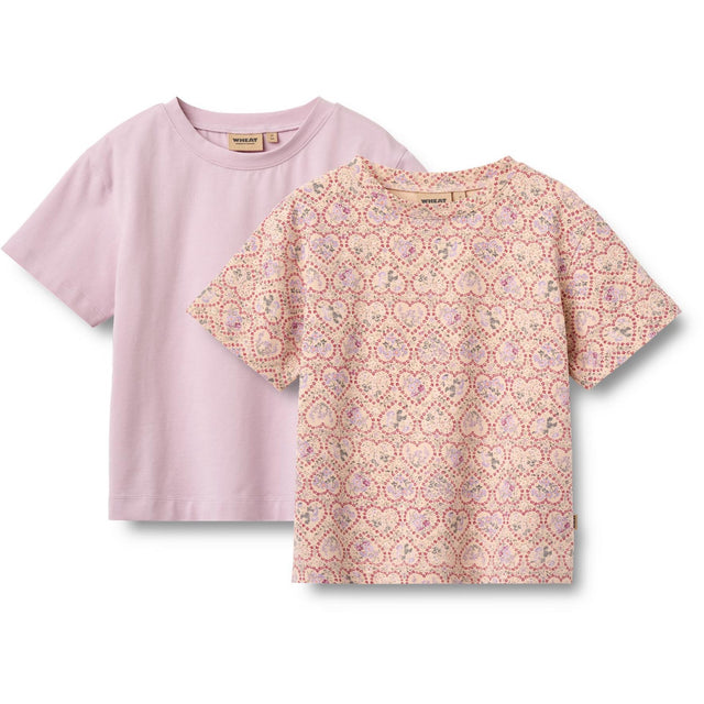 Wheat Magenta Heart Flowers 2 T-Shirt S/S Ella