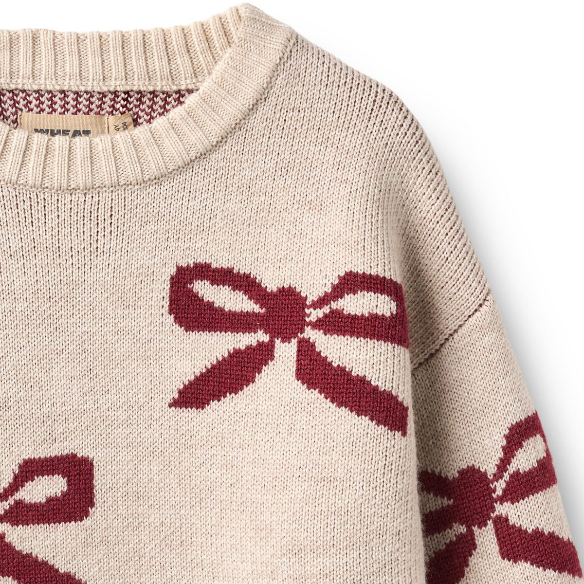Wheat Eggshell Jacquard Pullover Sløjfe