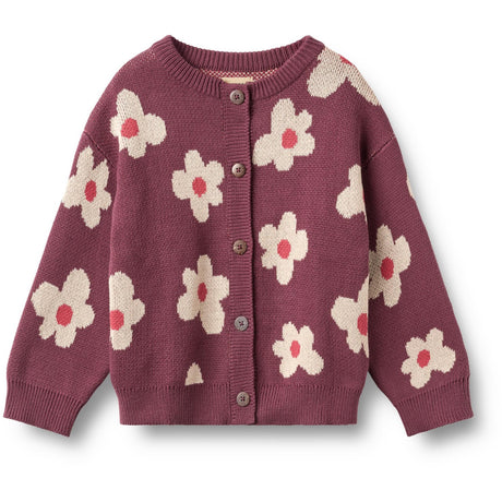 Wheat Eggplant Jacquard Cardigan Alvilda